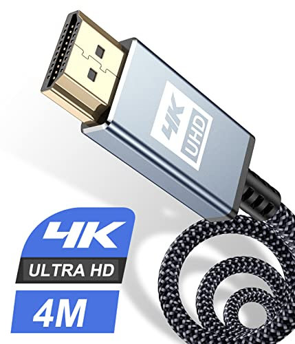 sweguard 4K HDMI Kabel 4Meter, HDMI Kabel 4K @ 60Hz 18Gbps Kurz 50cm Highspeed HDMI 2,0 Kabel Vergoldete Anschlüsse mit Ethernet/Audio Rückkanal, Kompatibel mit Video 4K UHD 2160p, HD 1080p-Grau