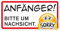 Auto-Magnet-Schild Anfänger! Bitte um Nachsicht. Sorry I 20 x 10 cm I Vorsicht Achtung Fahranfänger I mit Smile I wetterfest magnetisch I mit Smile I kfz664