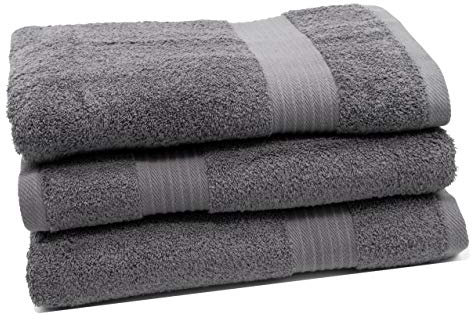 ZOLLNER 3er Set Duschtücher aus 100% Baumwolle, 550 g/qm, ca. 70x140 cm, grau