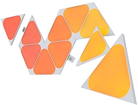 Nanoleaf Shapes Mini Triangle Expansion Pack, 10 Mini Triangoli LED Aggiuntivi RGBW - Applique da Parete Interno Modulari, Luci Led 16M Colori WiFi, Funziona con Alexa, Sincronia Musica e Monitor