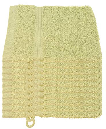 Julie Julsen® Bio Waschhandschuh-Set, 10 Waschhandschuhe in 32 Farben erhältlich weich und saugstark Lindgrün 15x21 cm