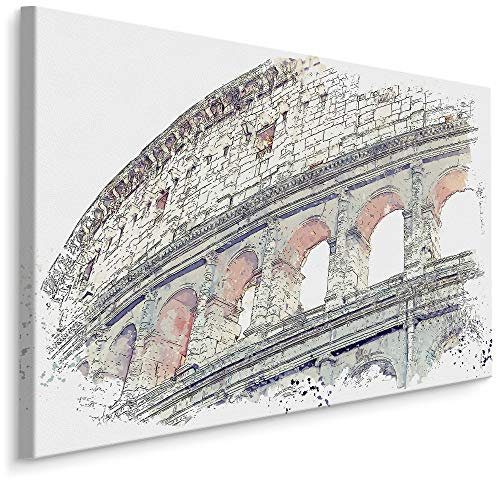 Muralo Leinwandbilder 70x50 Stadt Rom Architektur Leinwand Wandbild Kunstdruck Kolosseum Kultur Antik Stein Schlafzimmer Wohnzimmer Wanddekoration Design XXL 441 Br. 70 cm x Hö. 50 cm