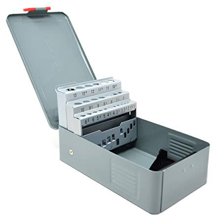 Design61 Cassette en métal pour 25 forets hélicoïdaux - Dimensions : 1,0-13 x 0,5 mm - Vide en gris