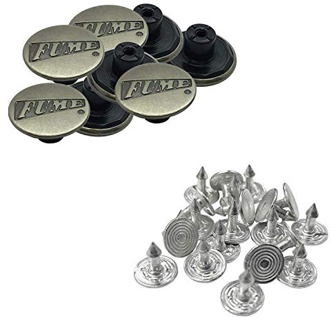 Trimming Shop Botón de latón para jeans de 17 mm, botones de cierre de tachuela duraderos con remaches traseros para chaquetas de mezclilla, ropa de reparación, bronce, juego de 20piezas