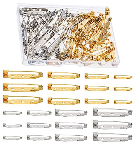 HUAZIZ 200 Stück Sicherheitsnadel Broschennadeln Pins für DIY Handwerk, Brosche Zurueck Sicherheitsverschluss Bar Stifte 20mm, 25mm, 30mm and 35mm
