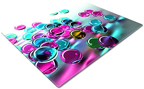 Chopping Board | Glass Chopping Boards for Kitchens | Glass Worktop Savers for Kitchen | Glass Chopping Boards | Small Chopping Board | Pink Blue 3D Marbles Bright