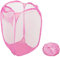 Toysrex Foldable Pop Up Mesh Washing Laundry Basket Bag Bin Hamper Toy Tidy Storage Organiser Organizer (Pink)