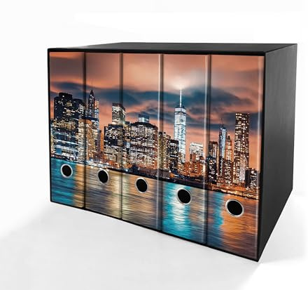 Set da 5 raccoglitori ad anelli - NEW YORK (H34 cm con 4 anelli)