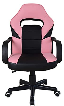 VDD Chaise Gaming Thomas Junior - Chaise de Bureau Style Gaming - réglable en Hauteur - Rose Noir