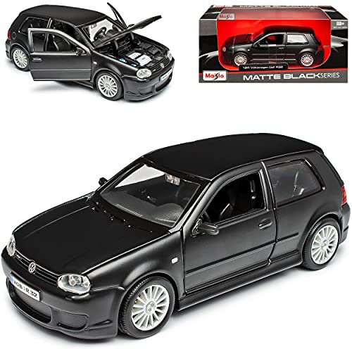 Volkwagen Golf IV R32 Matt Schwarz 3 Türer 1997-2003 1/24 Maisto Modell Auto mit individiuellem Wunschkennzeichen