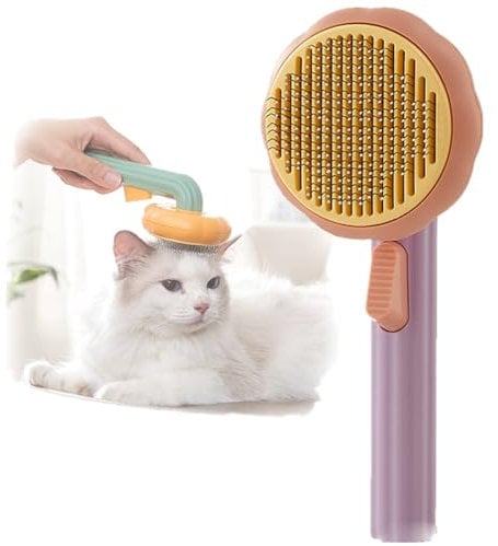 WUBAYI Pumpkin Self-Cleaning Pet Slicker Brush for Dogs, Cats, Puppies & Rabbits - Effortlessly Removes Loose Undercoat, Mats and Tangled Hair - Gentle Grooming Tool for Healthy Coats