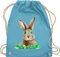 Turnbeutel Rucksack - Taschen - Hase mit Brille I Osterhase Nerd I Oster Hase - Unisize - Hellblau - osterbeutel stoff hasen osterhasen bunny beutel osterhasentasche ostern hasenmotiv easter