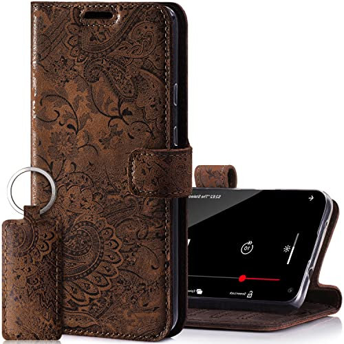 SURAZO Leather Wallet Mobile Phone Case Compatible with Apple iPhone SE 2022 Fold Smartphone Case with Stand, RFID Blocker, Magnet Closure, 3 Slots for Bank Cards - Handcrafted European Leather