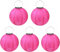 Lot de 5 lampions solaires LED d'extérieur étanches - Lanterne de jardin ronde en forme de boule - Abat-jour pour mariage, église, jardin, fête - Décoration de fête (rose rouge, 20 cm)