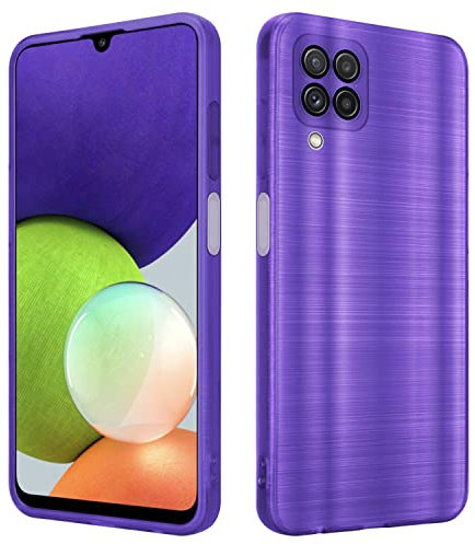 Cadorabo Hülle kompatibel mit Samsung Galaxy A22 4G Schutzhülle TPU Silikon Case Brushed Design mit Kameraschutz Slim Kratzfest Weiche Gummi mit Rundumschutz Case Hülle für Galaxy A22 4G in Lila