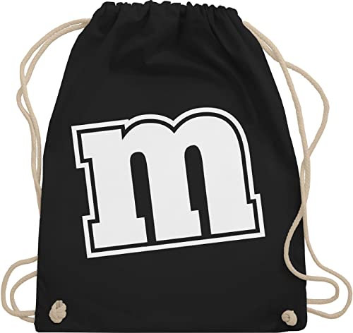 Turnbeutel Rucksack - & Fasching - Taschen - M&M Motiv Karneval I M und M I - Unisize - Schwarz - mit buchstabe karnevalsbeutel faschings mm beutel sportbeutel buchstaben karnevalstasche karnevals