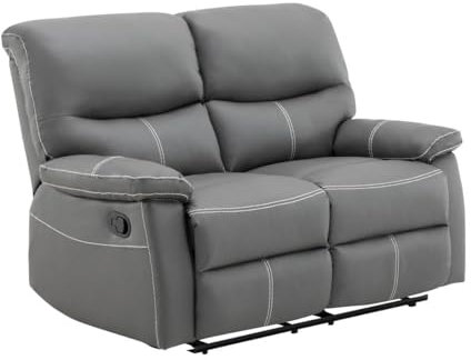 Vente-unique-Relaxsofa 2-Sitzer - Kunstleder - Grau - Canby