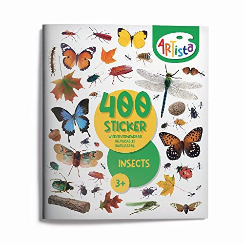 Artista 9315132 Stickerbuch Insekten, 400 naturgetreue Sticker, wiederverwendbar, für Erwachsene und Kinder ab 3 Jahren
