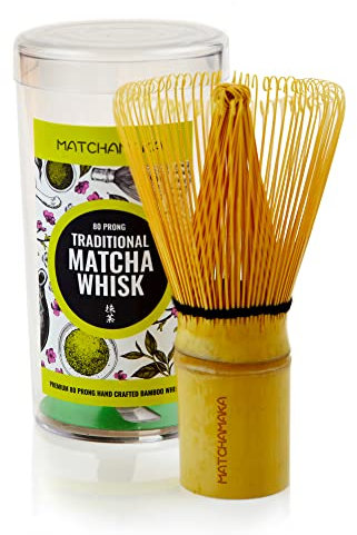 Premium Matcha Green Tea Whisk - Natural Bamboo - MATCHAMAKA 80 Prong Traditional Japanese Chasen