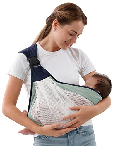 CUBY Tragbare, atmungsaktive Babytrage Air 3D Mesh Gewebe Einfache Kleinkind Trage Verstellbare Tragegurte Baby Wrap Carrier für Neugeborene bis 0-24 Monate 20,4 kg