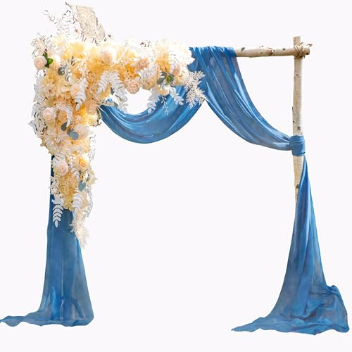 EBETA Hochzeit Volant Querbehang Freihanddeko für Hochzeitsbogen & Traubogen Himmelbett Vorhänge Gardine für Fenster Deko aus Chiffon-Stoff (Denimblau, 70x600 cm)