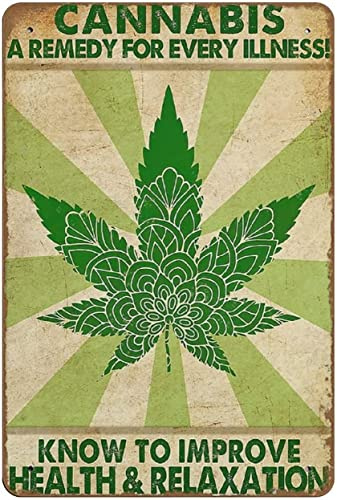 Metall-Blechschild, 20,3 x 30,5 cm, Cannabis-Poster, Cannabis A Remedy for Every Illness, Poster, Vintage, Cannabis Art, Marihuana Poster, Love Weed Art, geprägtes Metallposter, Vintage-Schilder