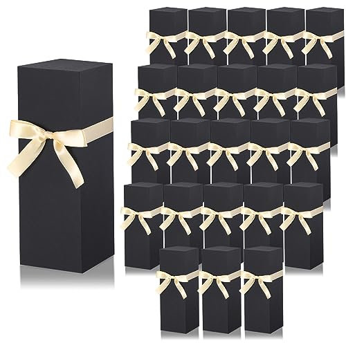 Qilery 24 Pcs Gift Boxes for Sublimation Tumblers Gift Box with Ribbon for 12oz, 20oz, 30oz Heat Press Sublimation Blanks Tumblers Skinny Tumbler Boxes for Shipping Wrapping(Black)