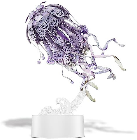 Piececool 3D Puzzle Metall Quallen, 3D Metall Puzzle Meeresbiologisches Modell für 340 Edelstahl, Ganzes Metall, Geburtstagsgeschenk, Modellbausatz Erwachsene, 61 Teile (Lila)