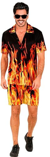 W WIDMANN MILANO Party Fashion - Hawaii Outfit, kurzarm Hemd und Shorts, Blumen, Aloha, Strand Party, Verkleidung