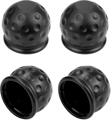 QWORK® 4 Pezzi Tappo Gancio Traino, 50 mm Tappo di Protezione Gancio Traino in Gomma per Caravan RV Trattore Rimorchio (Nero)