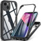 Hensinple für iPhone 13 Hülle 6,1 Zoll, Handyhülle iPhone 13 Mit Eingebautem Displayschutz, Stoßfest Kratzfeste Bumper Case Outdoor Cover Schutzhülle für iPhone 13 -Schwarz