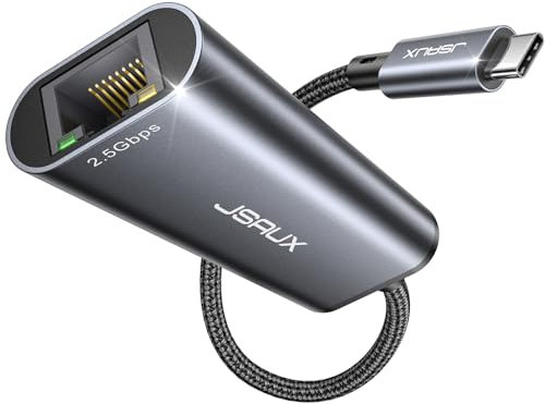 JSAUX USB C auf Ethernet Adapter 2.5G, USB Typ-C zu LAN Adapter RJ45 2500Mbps Thunderbolt 4 Netzwerkadapter kompatibel mit Galaxy S24 Ultra, Mac Pro/Air, Laptops, PC unter Windows 11/10/8, macOS usw
