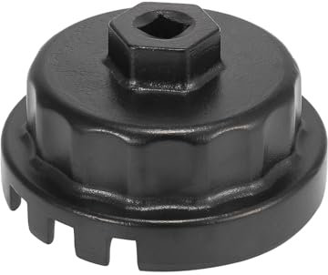 Havgufil Ölfilterschlüssel aus Aluminium, 64,5 mm, für Toyota Camry, Lexus, Tundra, 4Runner, Tacoma, RAV4 und mehr, 14 Rillen, 4 Schlitze für 2,0 l - 5,7 l Motor, 3/8 Zoll Vierkant, Schwarz