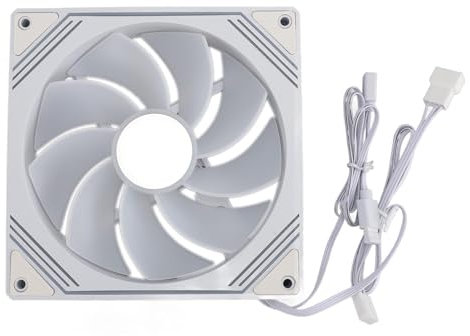 Case Cooler Fan, 47.2 CFM ARGB Case Fan 140 X 140 X 25mm 650 to 1850 RPM for PC (Reverse White)