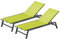 CONCEPTO FÁBRICA | Juego de 2 tumbonas reclinables | Tumbona de sol al aire libre | Prato Gris y Verde | 2 ruedas | Aluminio Textilene Respaldo Ajustable | Jardín Terraza Playa Piscina