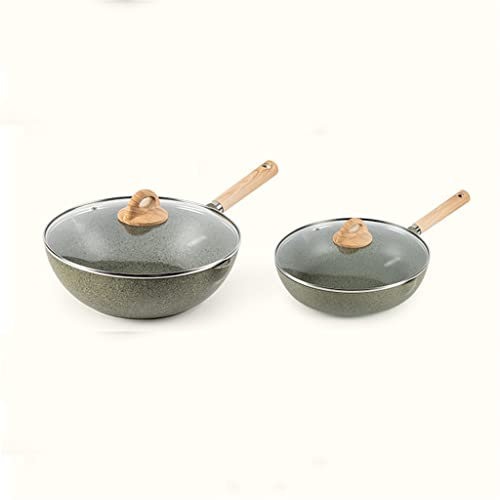 Maifan Teglia Cucina Domestica Padella + Padella Combinazione Rivestimento Antiaderente Meno Olio e Meno Fumo Facile da Pulire Padella Vision