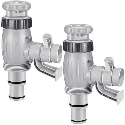 Weewooday 2 Adaptateur de Tuyau de Piscine pour Piscine Hors Sol, Gris Support de Tuyau de Piscine 2 en 1 avec Valve à Piston de Piscine pour Pièces et Accessoires de Piscine (Nouveau)