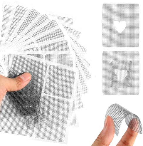 Kit di Riparazione per Zanzariere, 30 pezzi - Nastro Adesivo Invisibile, Ripara Zanzariere Adesivo Invisibile, Nastro per Zanzariere Ripara, Nastro Riparazione Zanzariera, Toppe per Zanzariere