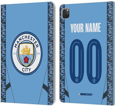 Head Case Designs Offizielle Personalisierte Individuelle Manchester City Man City FC Home 2024/25 Ausweis-Set Leder Brieftaschen Handyhülle Hülle kompatibel mit Apple iPad Pro 11 2020/2021 / 2022
