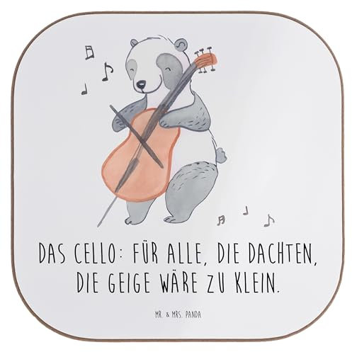 Mr. & Mrs. Panda gläseruntersetzer Cello Magie - Geschenk, Musikinstrument, Untersetzer für Gläser, Musiker, Orchester, Tischuntersetzer, Spielen Lernen, Flaschenuntersetzer, Musik, Geigenspieler