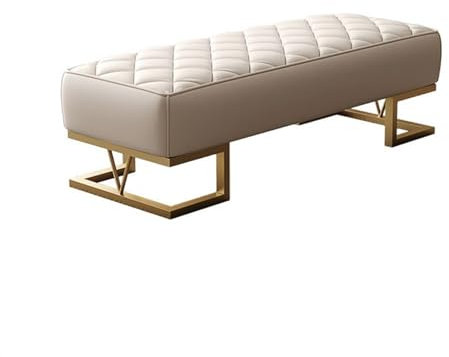 Schlafzimmerbank, Schuhbank für den Eingangsbereich, Garderobenbank, Umkleidebank, Fußhockerbank, Sofabank aus PU-Leder, Nachttischbank für das Schlafzimmer, Hocker am Fußende des Bettes (Farbe: Weiß,