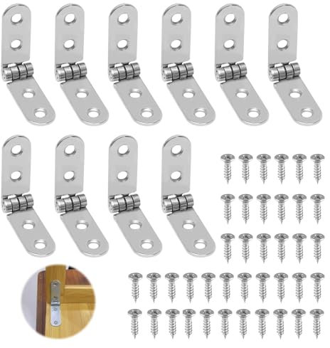 10 Piezas Bisagras Plegables de 180 Grados, Bisagra de Solapa, Bisagras Enroscables con 40 Tornillos, Bisagras de Montaje para Mesas Plegables, Armarios, Caja de Madera, Muebles Puertas