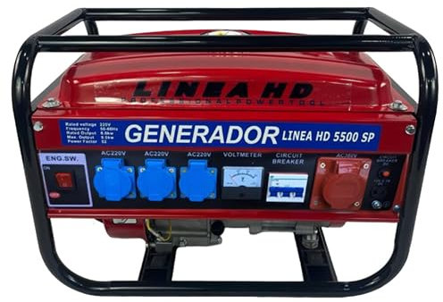 Generador Eléctrico a Gasolina 5500W, 230/380V Trifásico y Monofásico, Depósito 15L