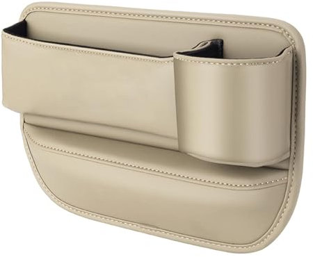 GAOSHA Driver/Passenger Side Seat Filler Leather Box with Cup Holder Auto Bag Interior Accessory