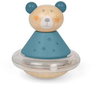 Bigjigs Toys Roly-Poly Bear, Wooden Rocking Sensory Baby Toy