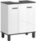 HOMCOM Under Sink Bathroom Cabinet, Modern Under Sink Cabinet with Adjustable Shelf for Basin with or without Pedestal, 60 x 34 x 70cm, High Gloss White
