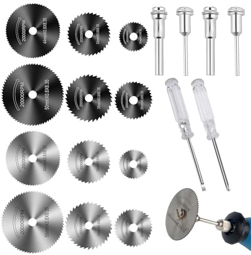 Pack of 16 Circular Saw Blades, Cutting Disc, Metal Saw Blades, Circular Saw Blades, Accessories, Drill, Multifunctional Tool, HSS Blades with Screwdriver for Wood, Glass, Plastic, Stone