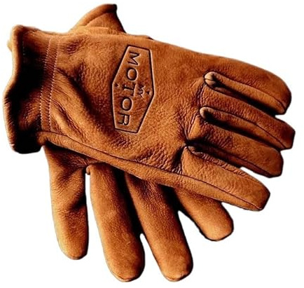 FOVAOK Vintage-Motorradhandschuhe, mattierte Oberschicht aus Rindsleder, für Herren und Damen, Radsport, Motorrad, verschleißfeste und warme Campinghandschuhe