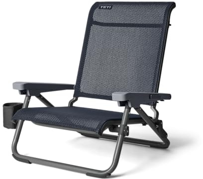 YETI Hondo Beach Chair, Navy | Folding Beach Chair Under 12 lbs for Easy Carry, Reclining Design with FlexGrid Support, Durable for Sand & Outdoors