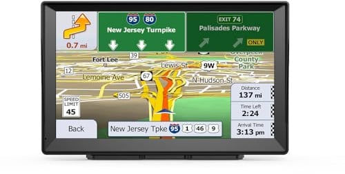 Navigationsgerät 2025 Neue UK Europa Karte, Touchscreen Auto GPS und Unterstützung Sprachabbiegeführung/Geschwindigkeit und Rotlichtwarnung/Custom Truck Routing (22,9 cm)